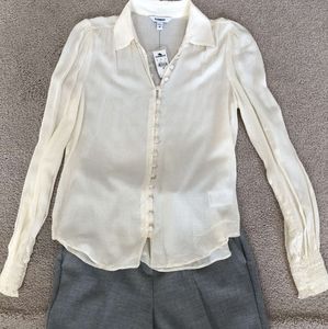 Cream colored sheer dress shirt from Express size extra small
